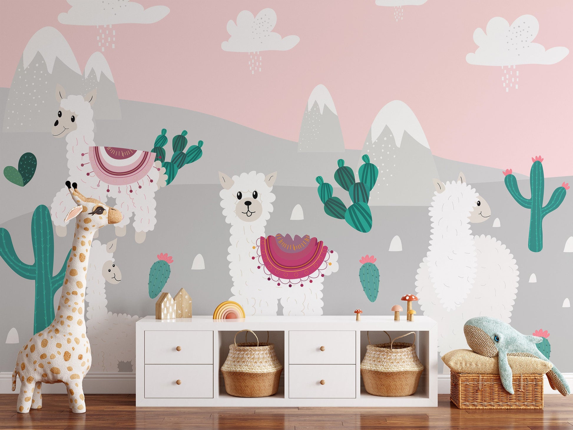 Fluffy Fiesta Llama Mural - Giffywalls