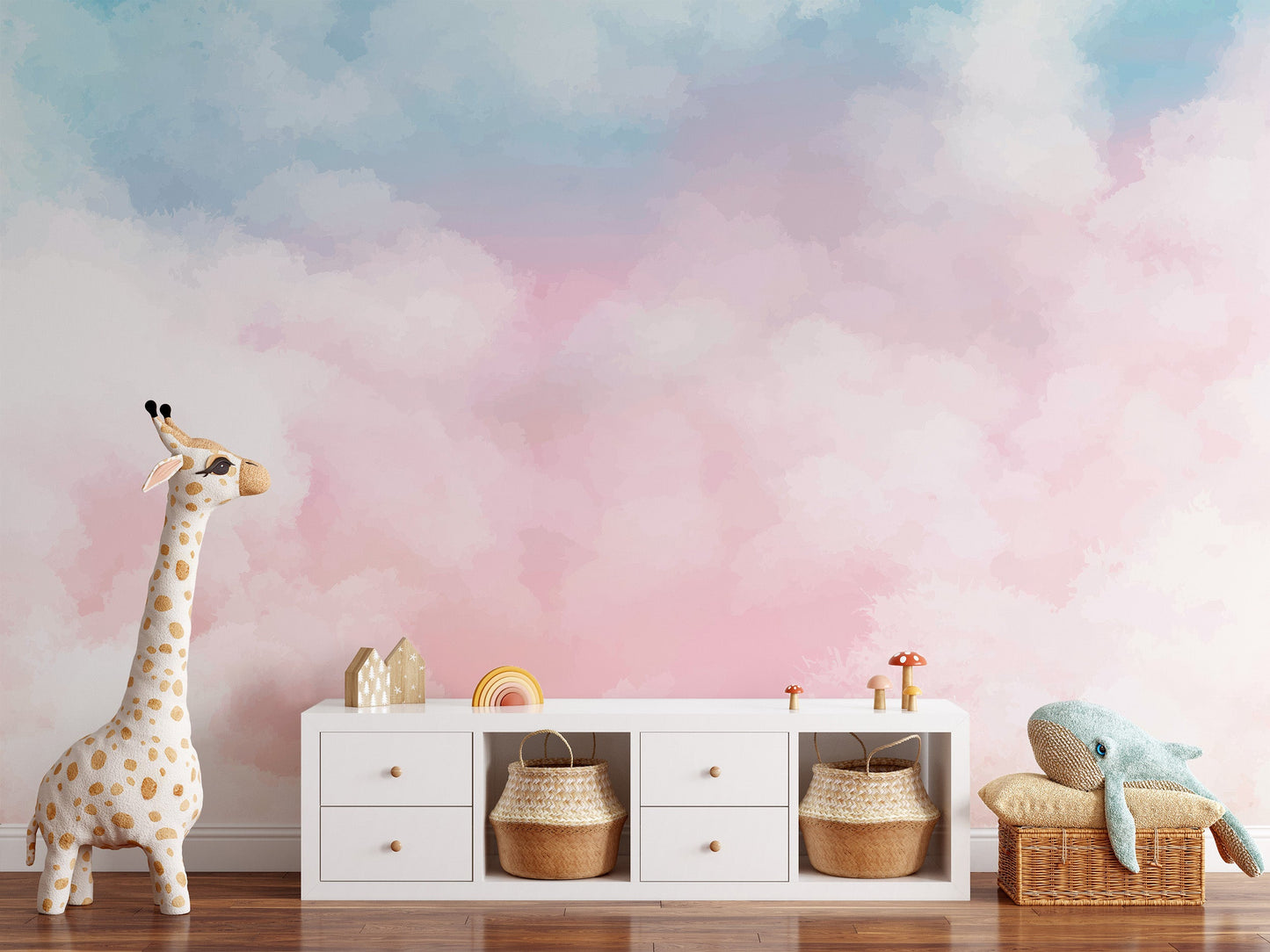 Serene Cotton Candy Horizon Mural - Giffywalls