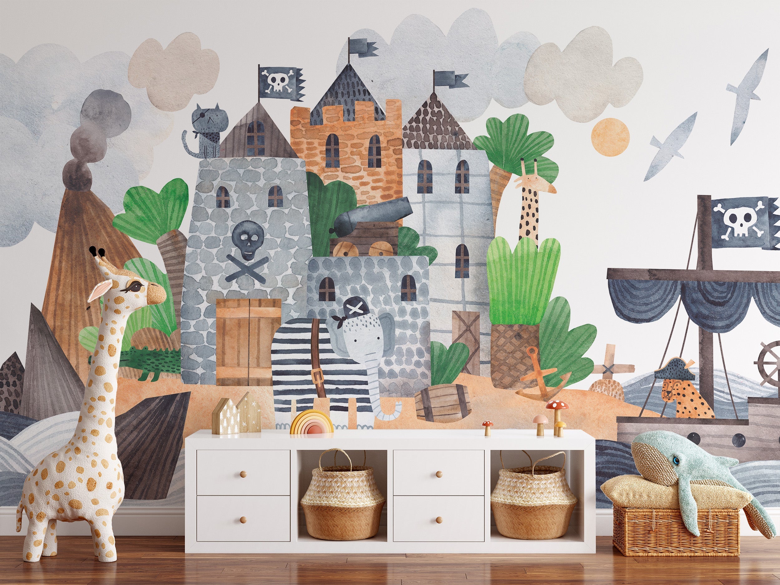 Pirate Fortress Wall Mural for Adventurous Themes - Giffywalls