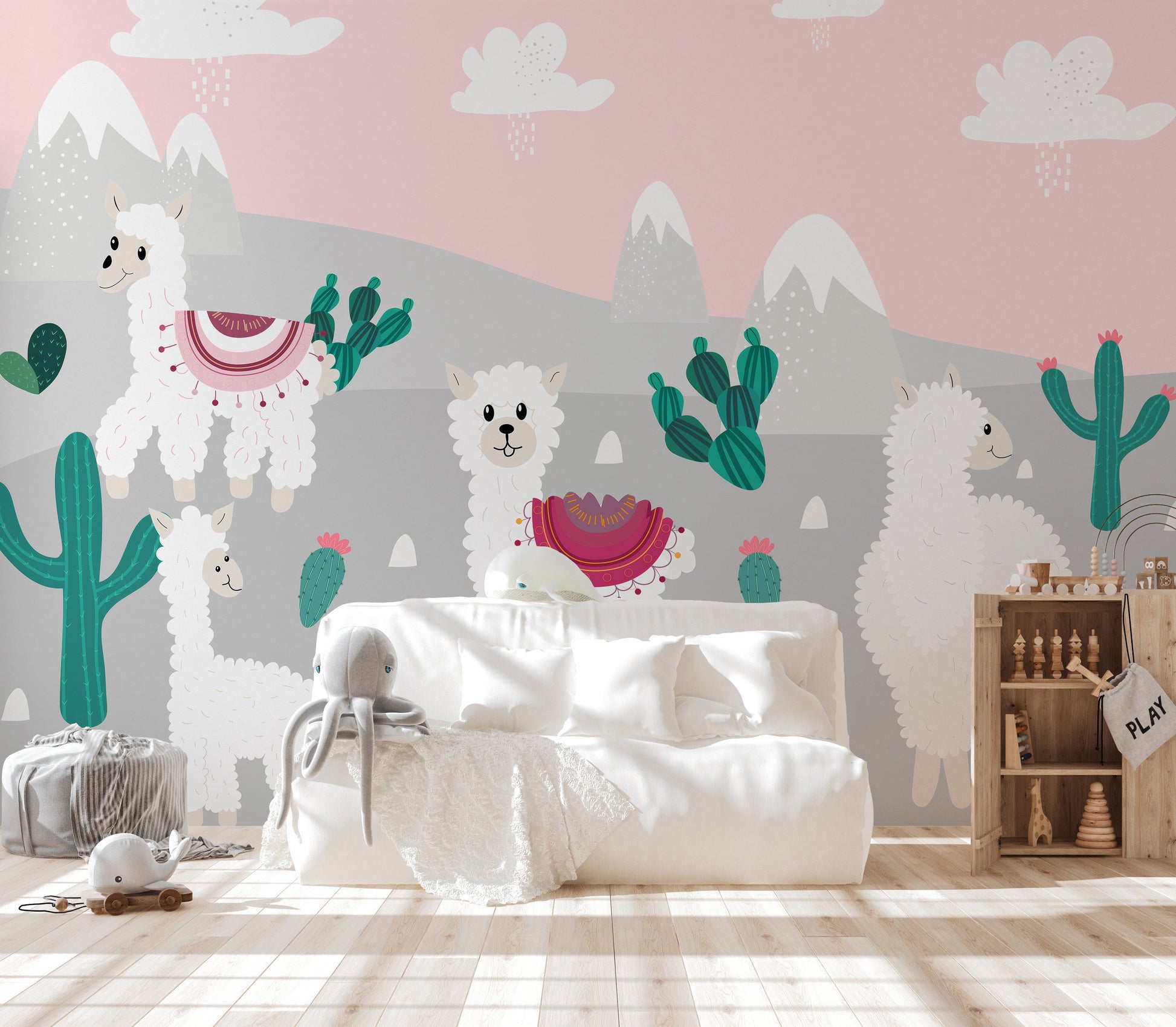 Fluffy Fiesta Llama Mural - Giffywalls