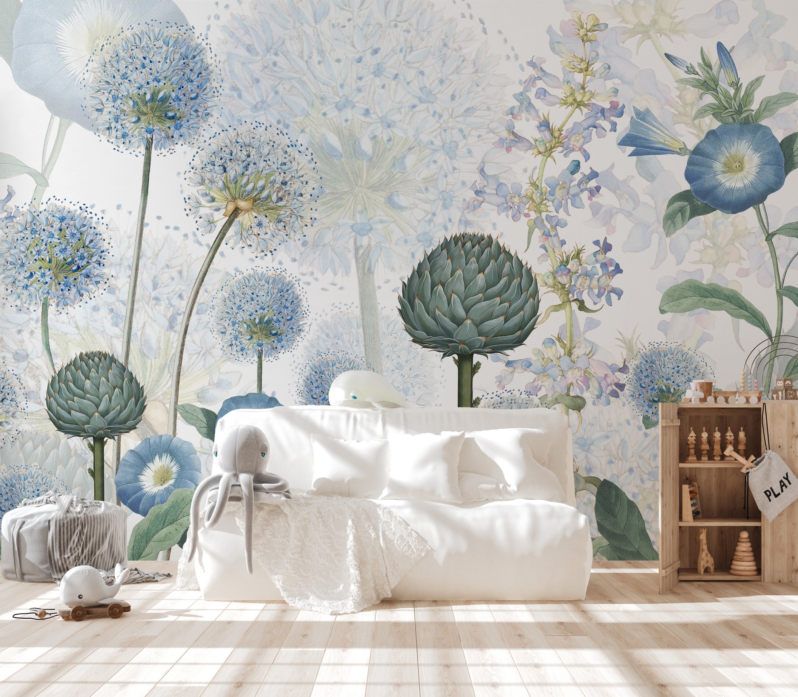 Blue Wild Meadow Wallpapers Mural - Giffywalls