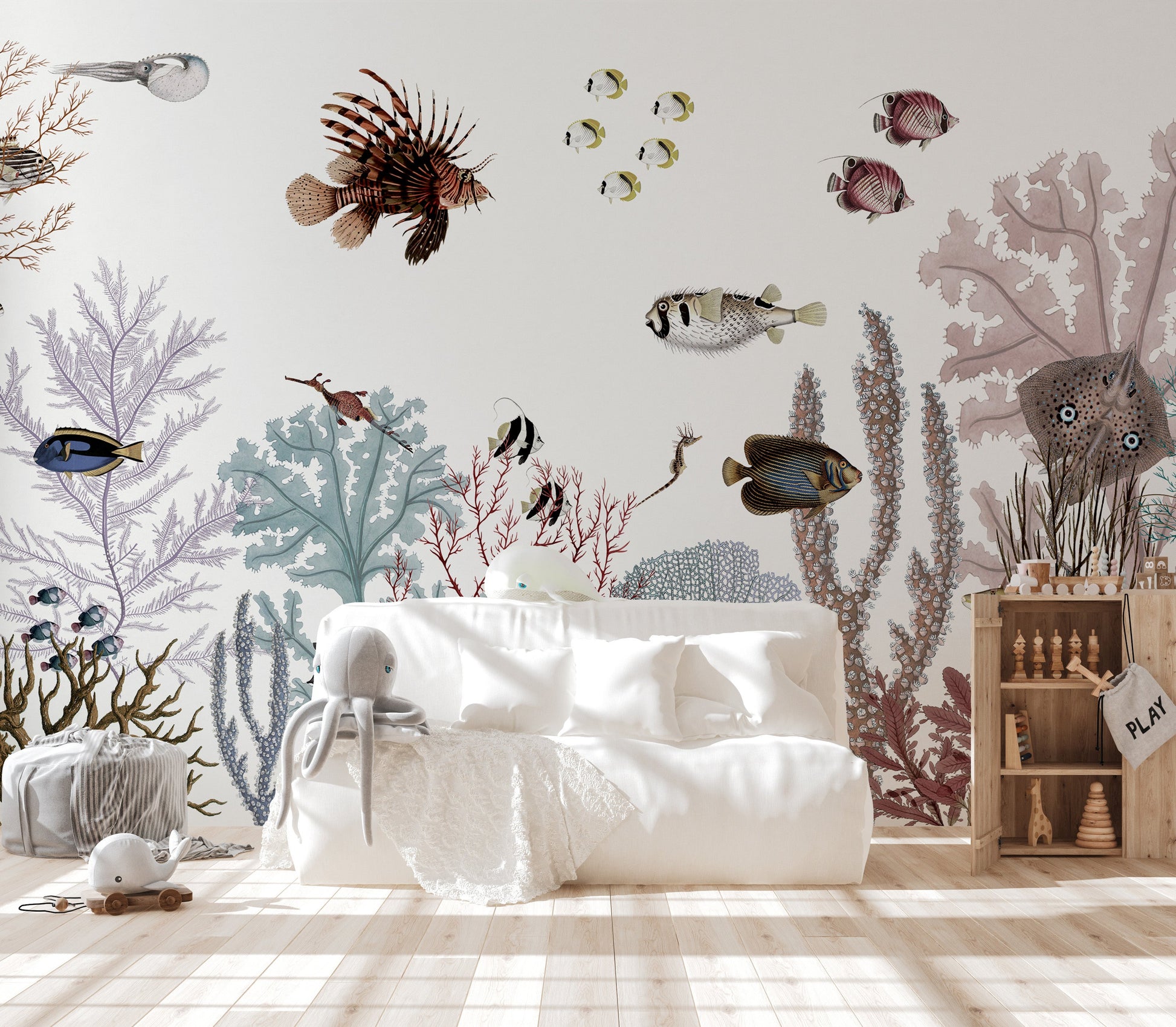 Colorful Reef wallpaper with white background - Giffywalls