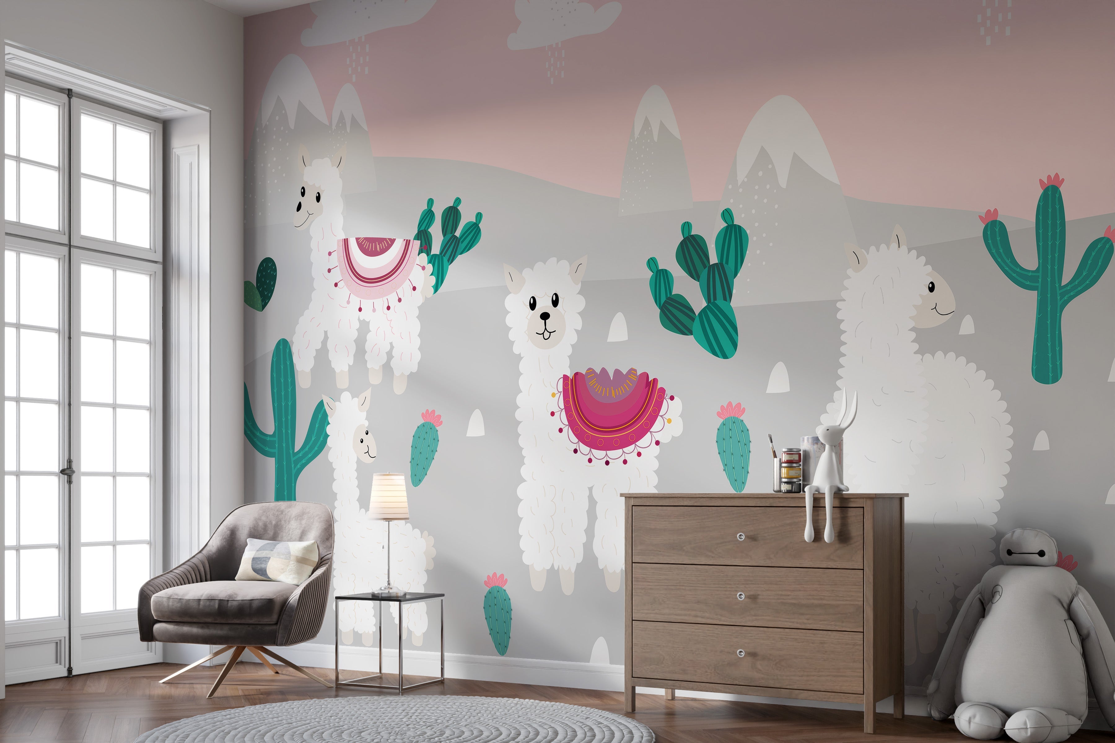 Fluffy Fiesta Llama Mural - Giffywalls