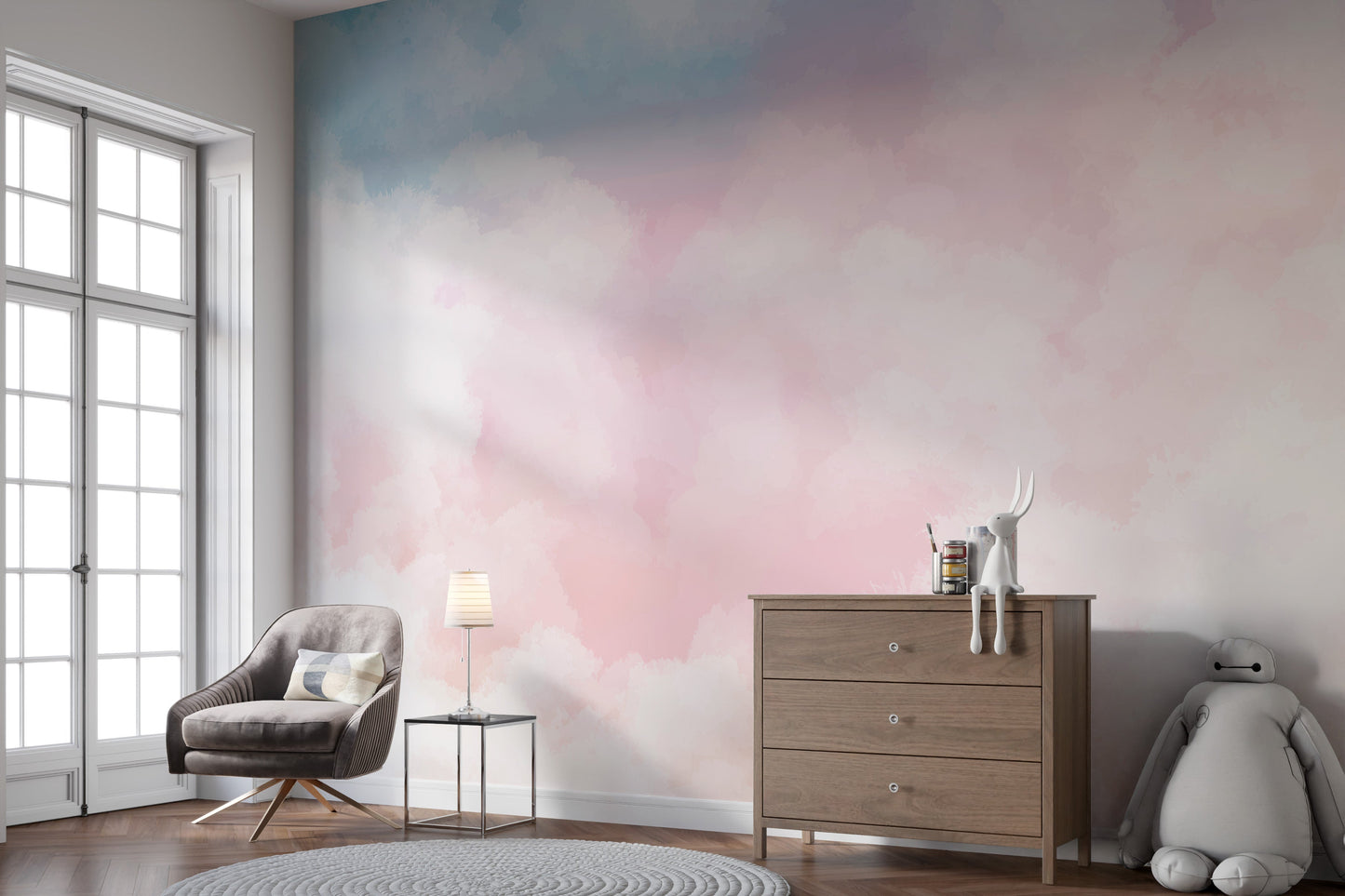 Serene Cotton Candy Horizon Mural - Giffywalls