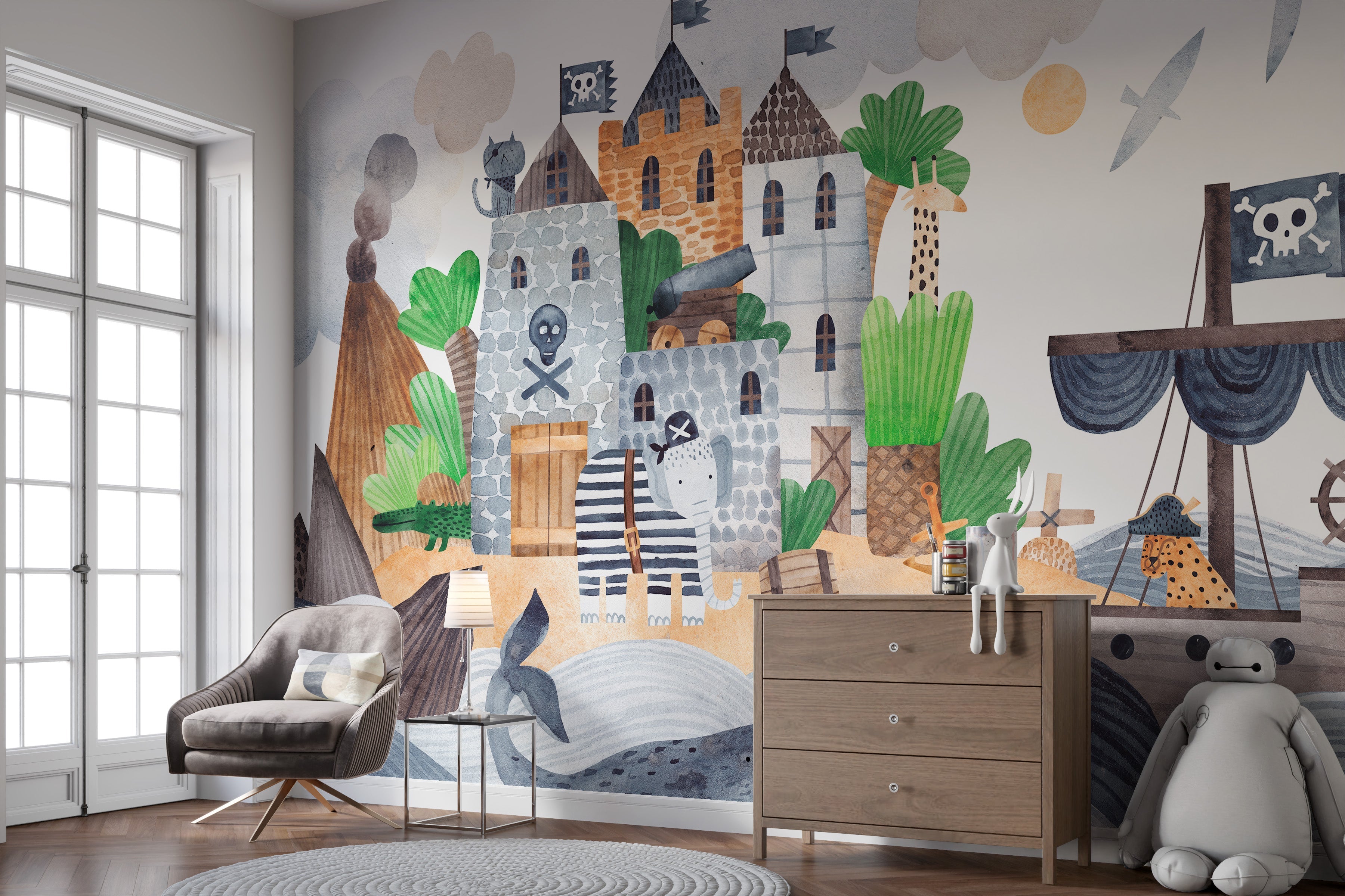 Pirate Fortress Wall Mural for Adventurous Themes - Giffywalls