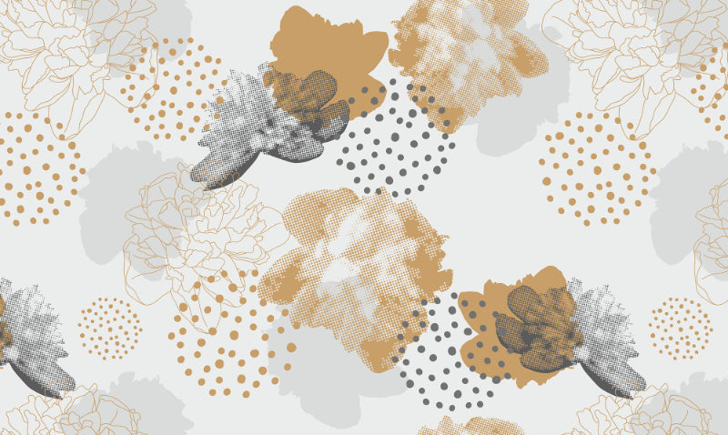 Gold Black Modern Floral Wallpaper Murals