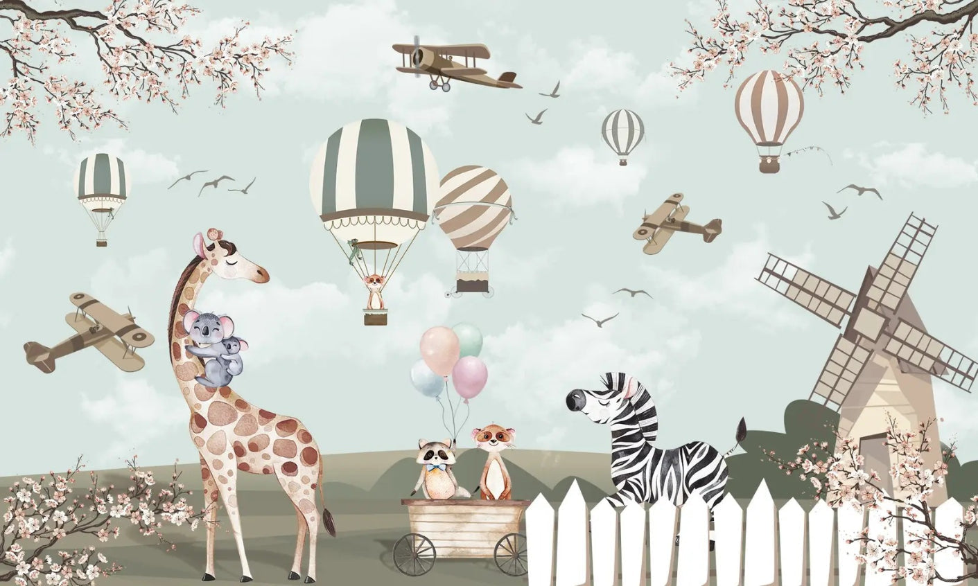 Playful Animal Nursery Wallpaper - Giffywalls