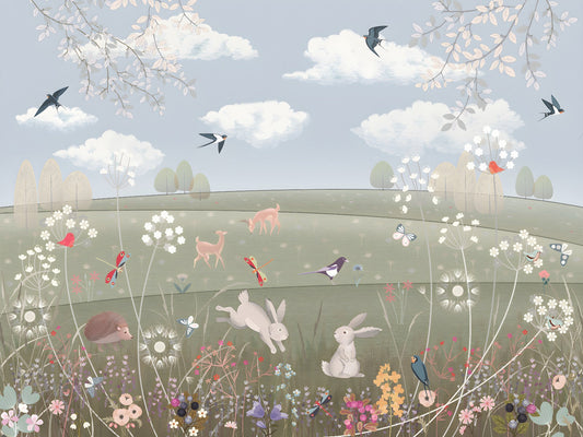 Countryside Canopy Enchanted Garden Watercolor Mural - Giffywalls