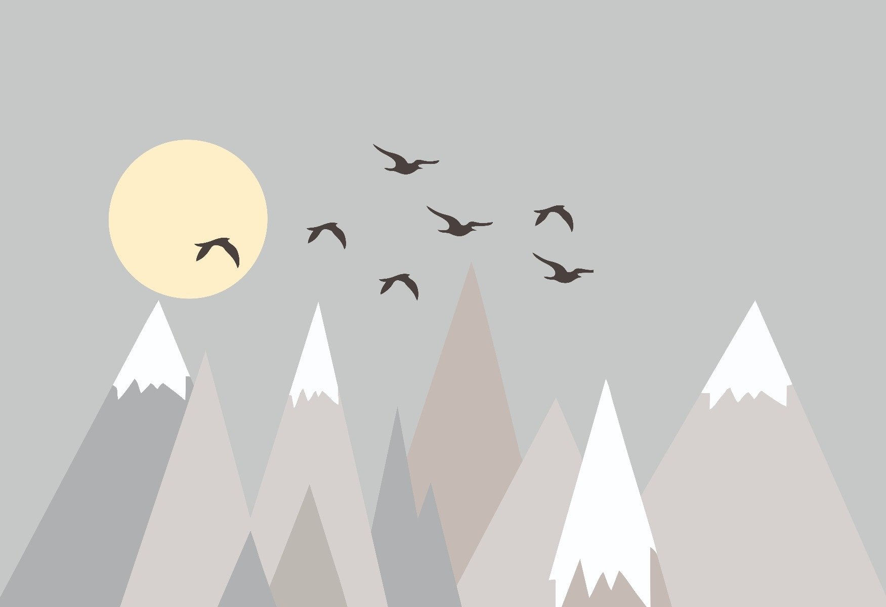 Glorious Grey Mountains Wallpaper Mural - Giffywalls