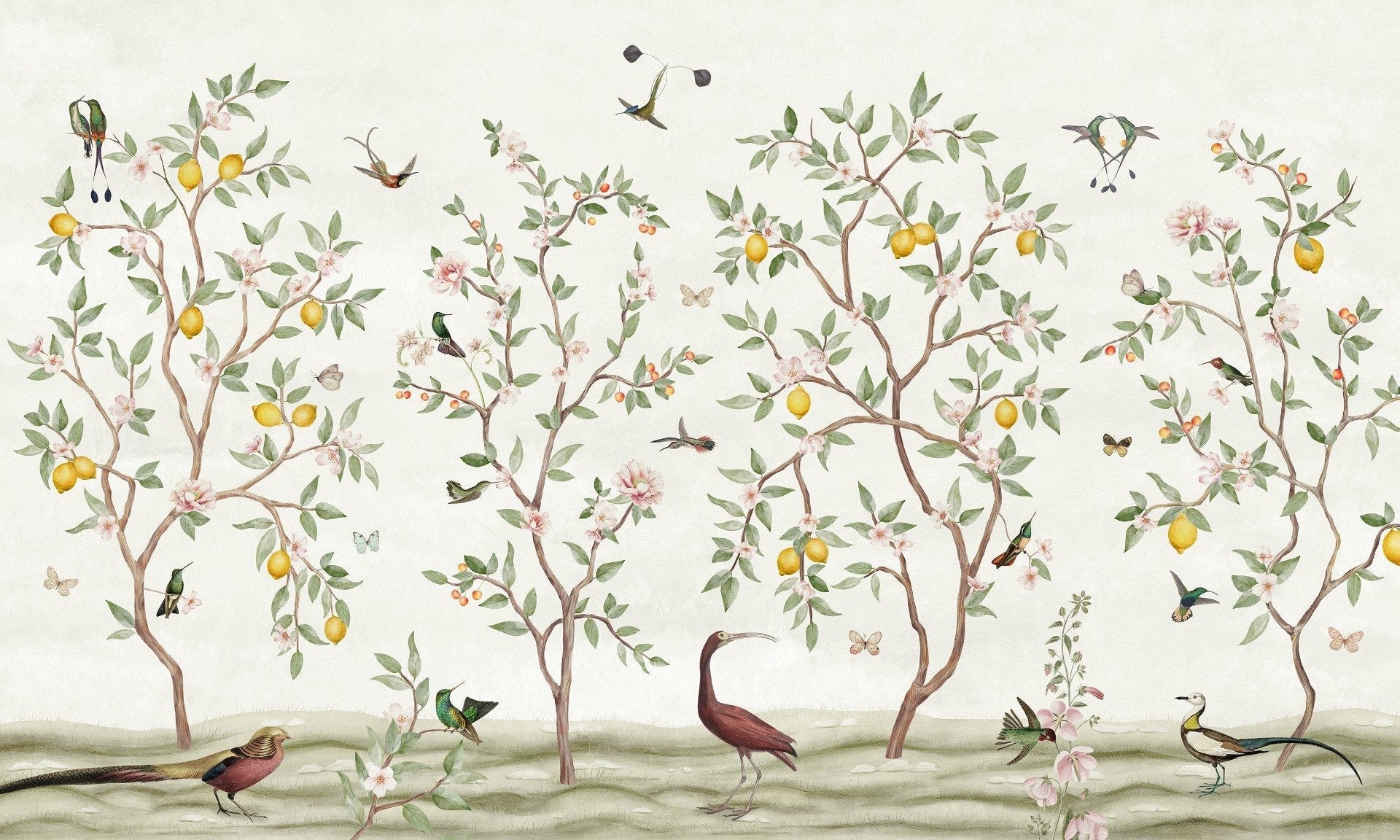 Lemon Tree Chinoiserie Design Wallpaper