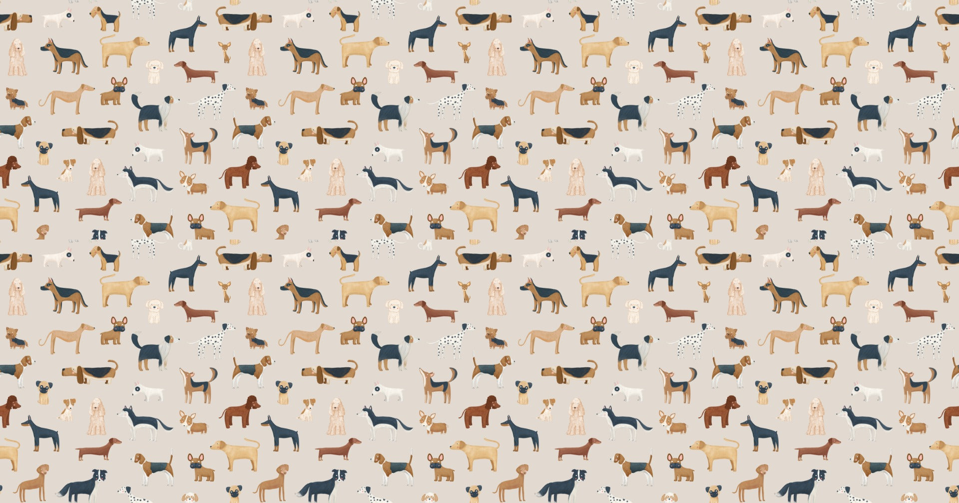 Beige Canine Parade Wallpaper - Giffywalls