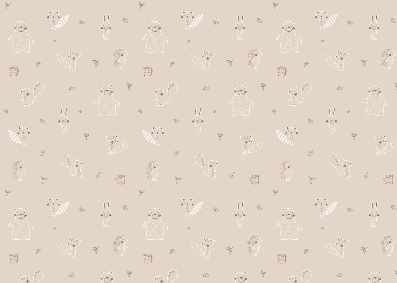 Beige Baby Forest Friends Wallpaper - Giffywalls