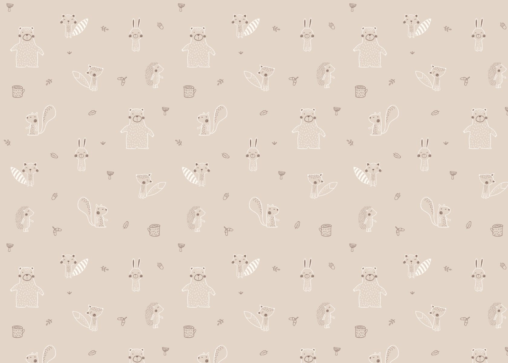 Beige Baby Forest Friends Wallpaper - Giffywalls