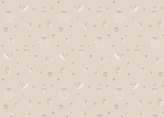 Beige Baby Forest Friends Wallpaper - Giffywalls