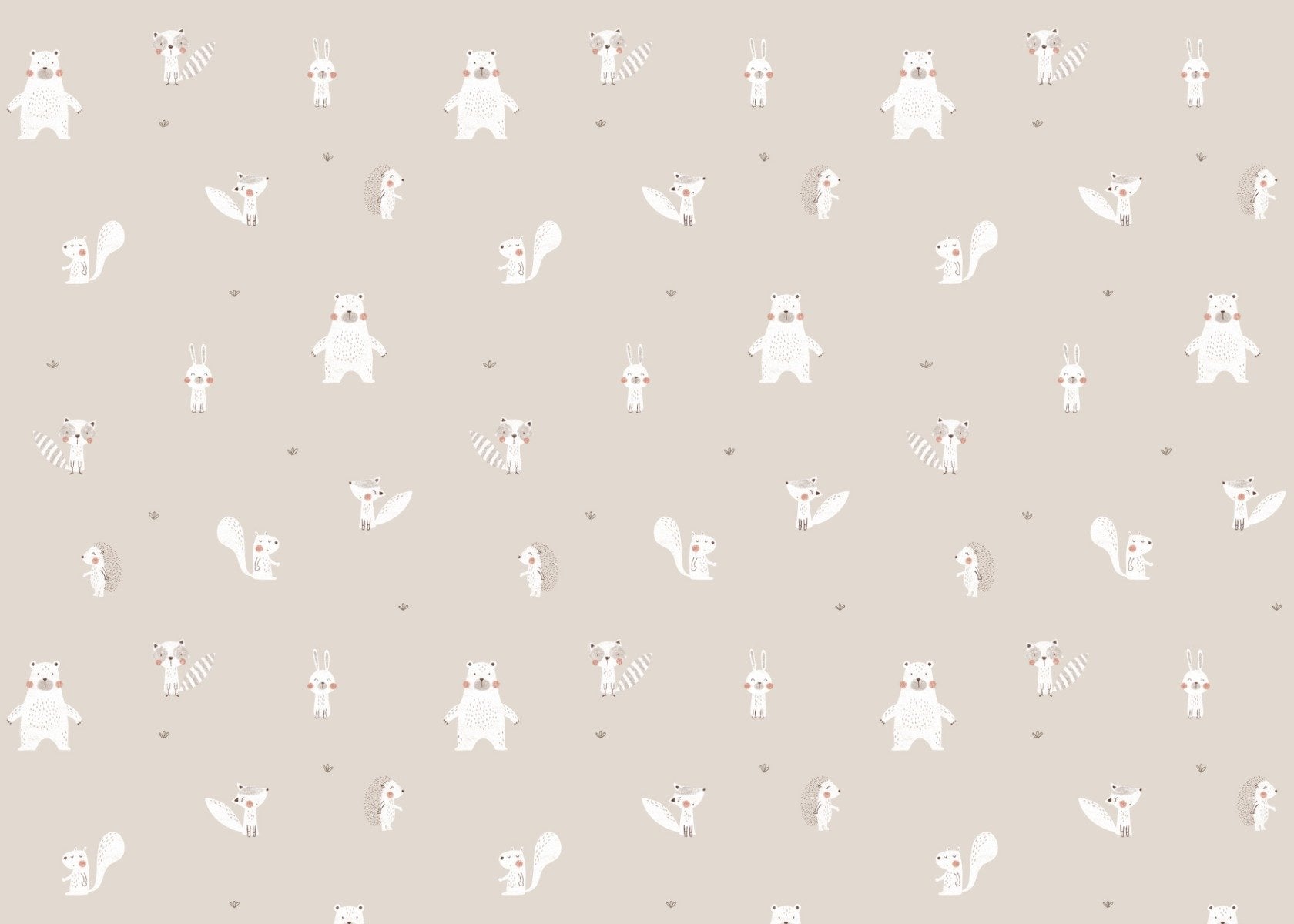 Forest Animals Beige Wallpaper For Walls - Giffywalls