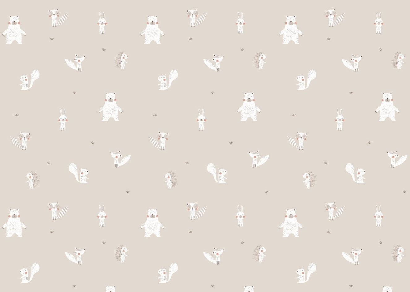 Forest Animals Beige Wallpaper For Walls - Giffywalls