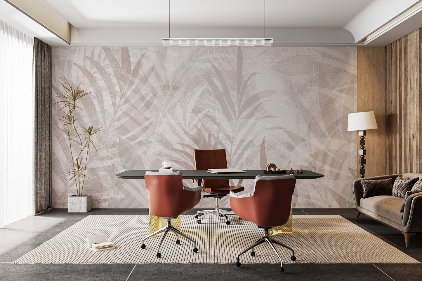 Scandinavian Leaf Elegance Mural - Giffywalls