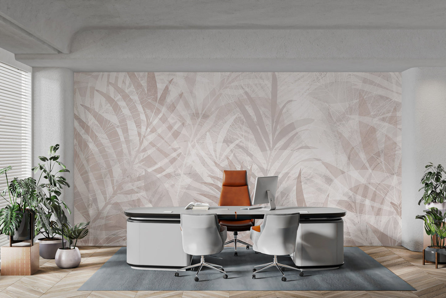 Scandinavian Leaf Elegance Mural - Giffywalls