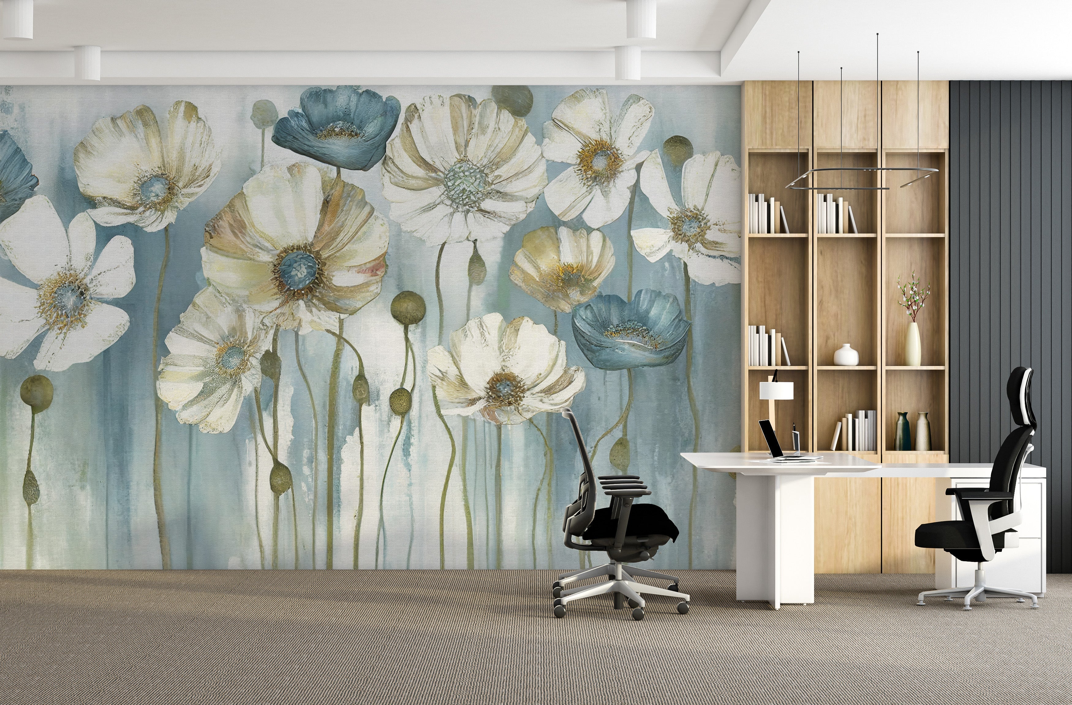 Artistic anemone mural with serene charm