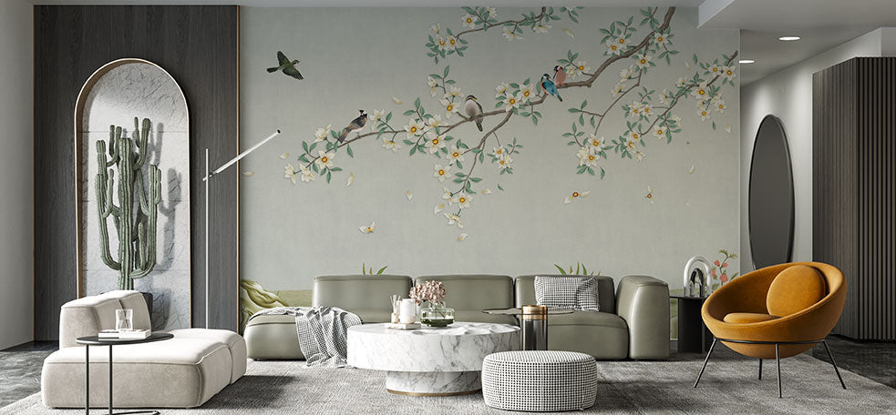 Birds on Branch Wallpaper for cozy living spaces