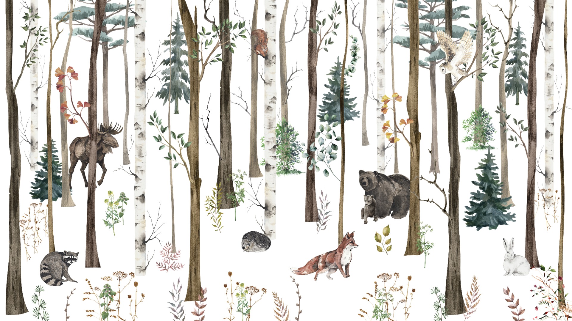 Pattern Forest Animals Wallpaper  Pencil Grey Width 292 cm 6  sheetsHeight 240 cm  Pattern collection  pimpelmeesbehang